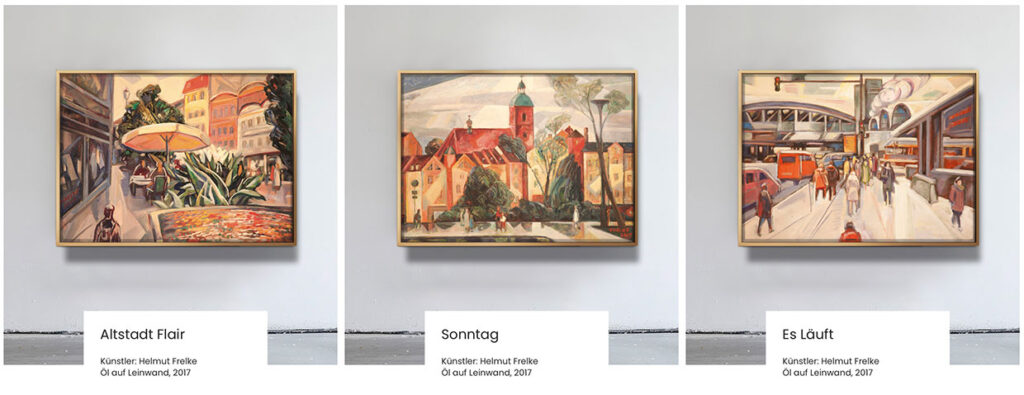 Gemälde von Helmut Frelke mit Stadtansichten aus Berlin Spandau